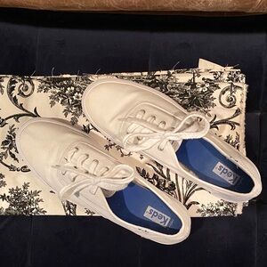Keds White Canvas Lace-Up Sneakers